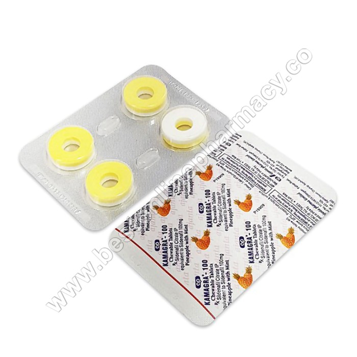 Kamagra Chew 100 (Pineapple+Mint) Strip